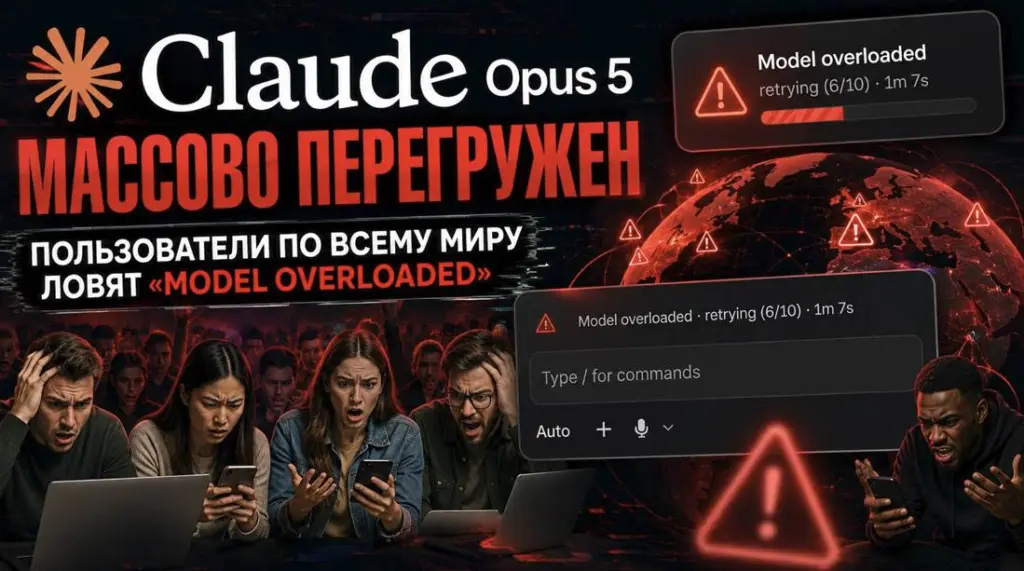 Claude Opus 5 ушёл в перегрузку, но Sonnet держится: пользователи жалуются на сбои у Anthropic