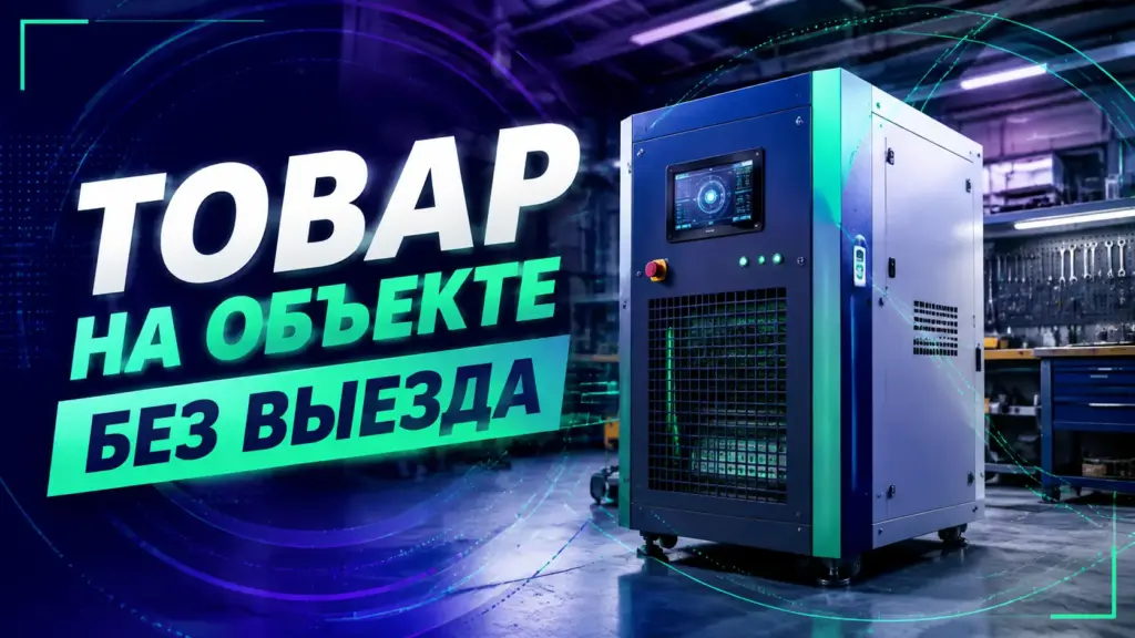 Обложка: промышленный станок в цеху — иллюстрация теста размещения товара на объекте нейросетью